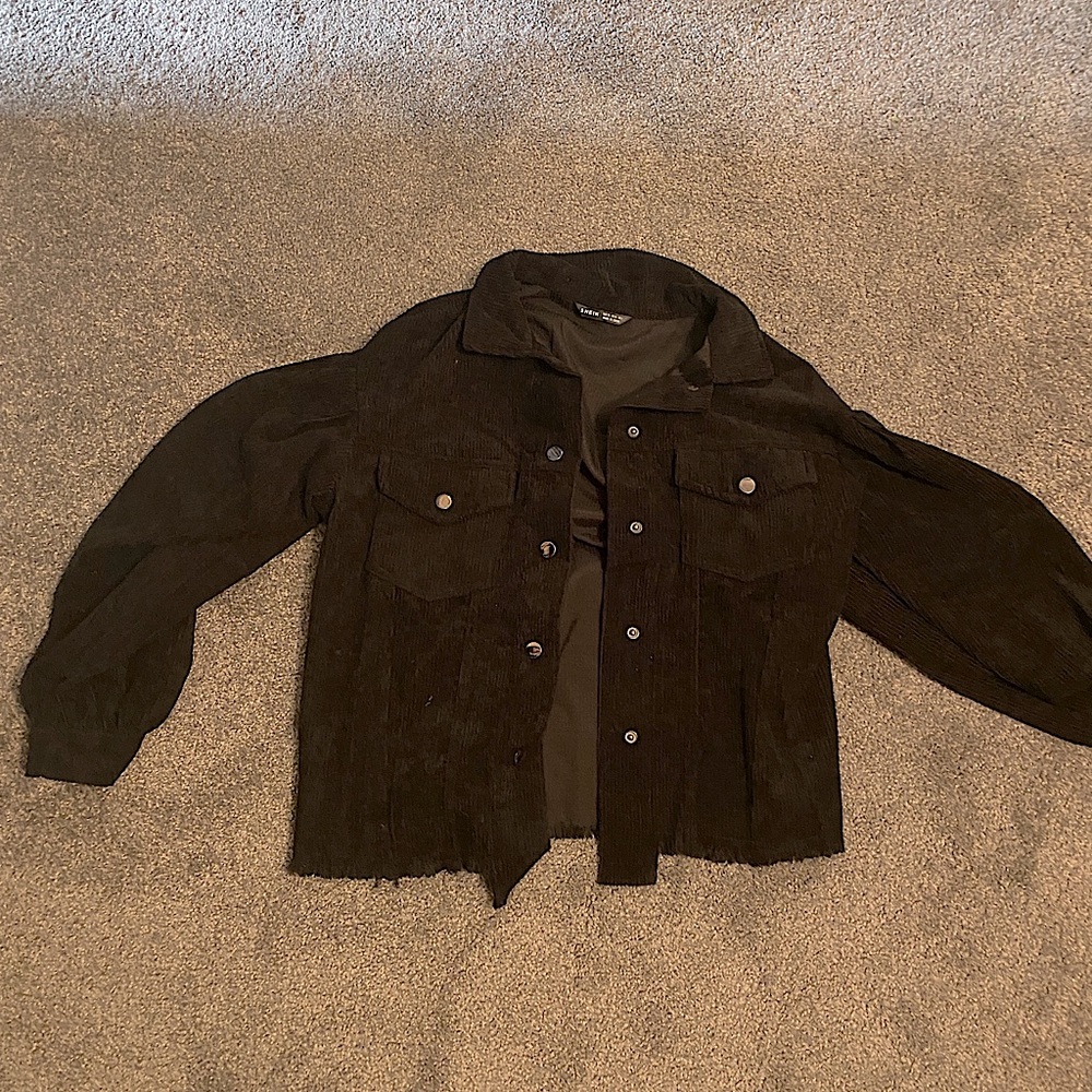 Corduroy Cropped Denim Jacket